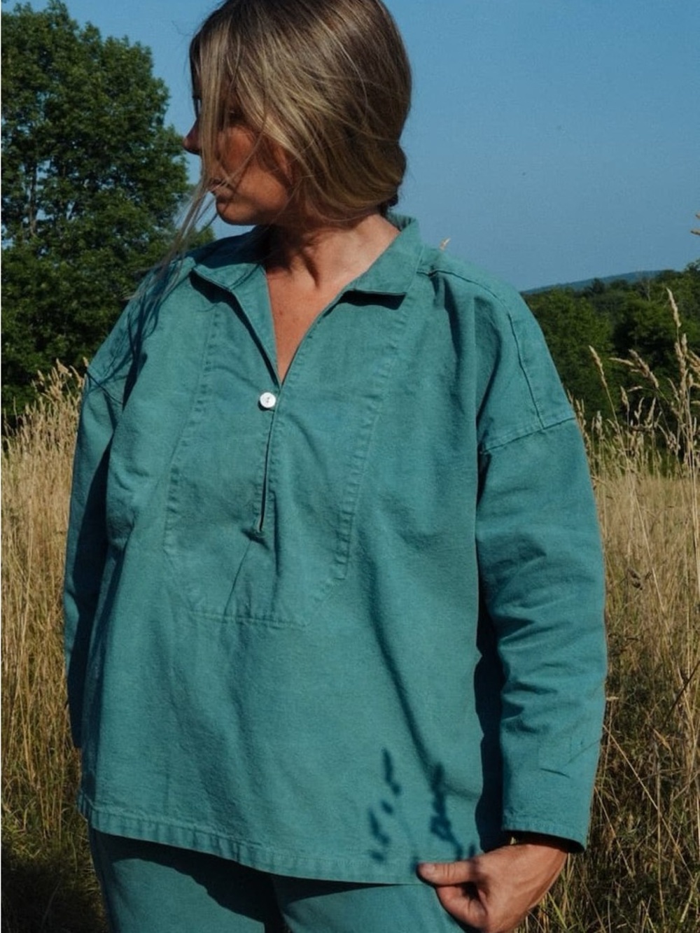 Rudy Jude High Season Fisherman Smock in Sea